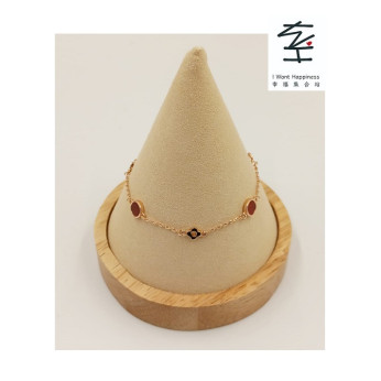 925純銀玫瑰金手鍊配上紅晶石 簡約東方氣質