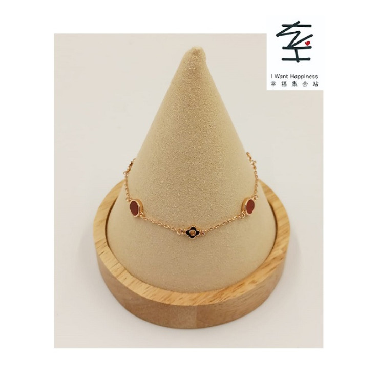 925純銀玫瑰金手鍊配上紅晶石 簡約東方氣質