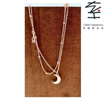 925純銀玫瑰金手鍊大熱時尚款式- 配有星星月亮吊飾
